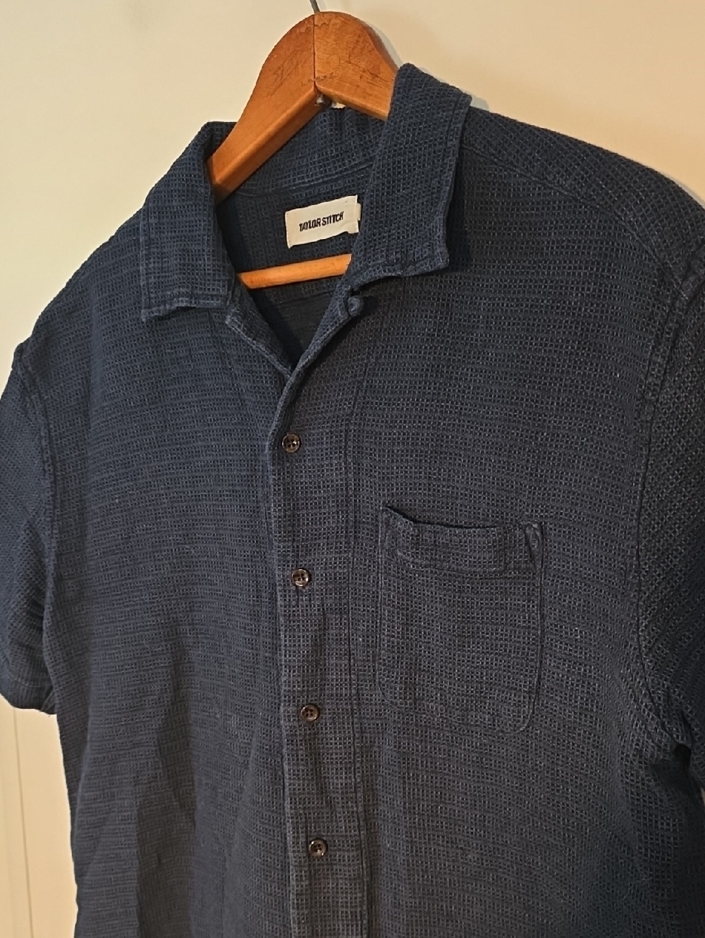 Taylor Stitch Navy Waffle Button-Down Shirt - 42